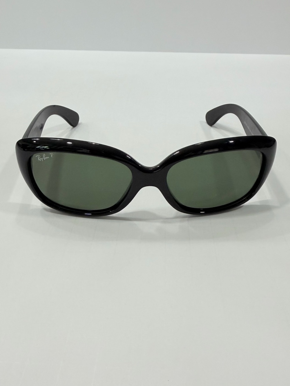 Ray-Ban Black Frame Sunglasses with Green Lenses